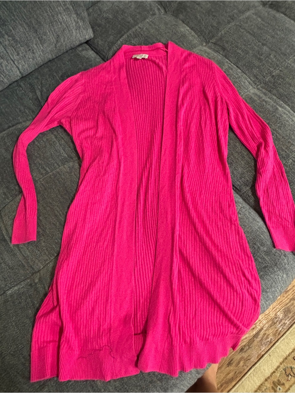 LOFT Open-Front Long Cardigan - Hot Pink
